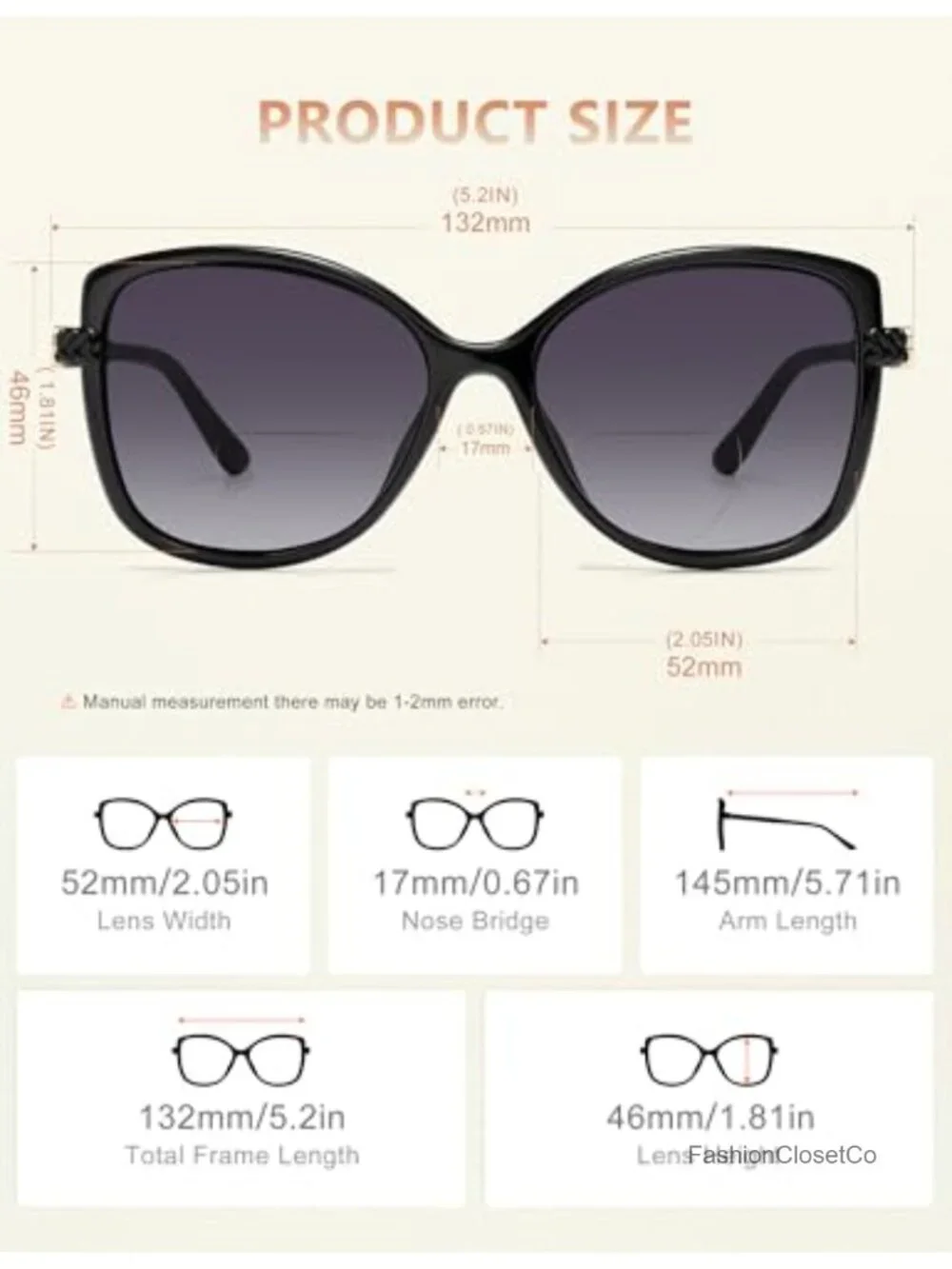 Bifocal Reading Sunglasses for Women 2 Pack Oversized UV400 Protection